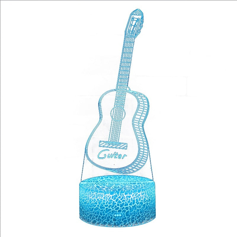 3D LED Gitarrenlampe – Holografische Tischleuchte mit Farbwechsel