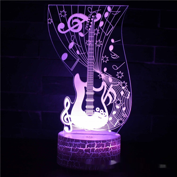 3D LED Gitarrenlampe – Holografische Tischleuchte mit Farbwechsel