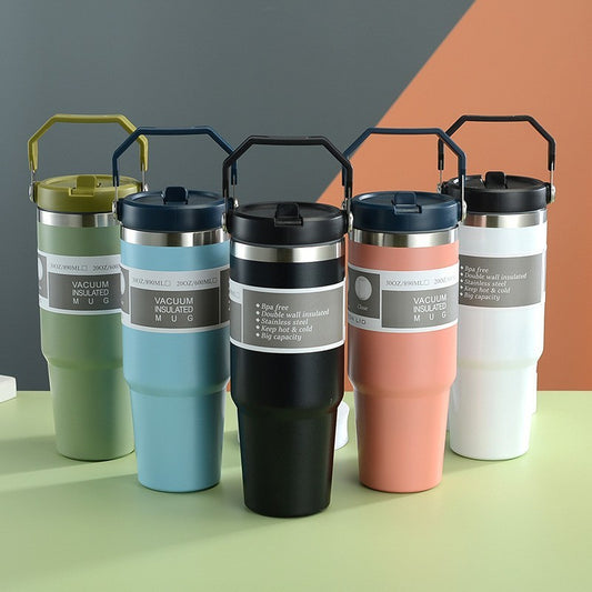Stylischer Thermobecher – Vakuum-Isoliert für heiße & kalte Getränke, mit Henkel